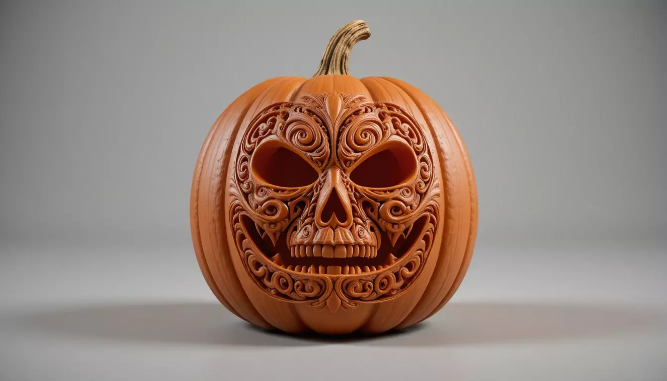 Jack-o -Lantern Stylized Pumpkin Sculpture 3D Model Printable 3D print model_0