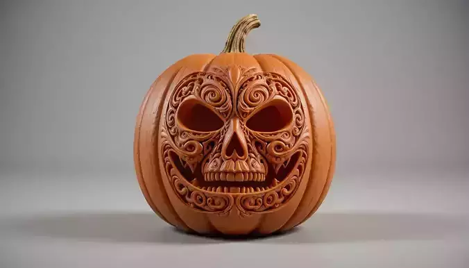 Jack-o -Lantern Stylized Pumpkin Sculpture 3D Model Printable 3D print model Jack-o -Lantern Stylized Pumpkin Sculpture 3D Model Printable 3D print model