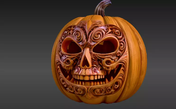 Jack-o -Lantern Stylized Pumpkin Sculpture 3D Model Printable 3D print model_2