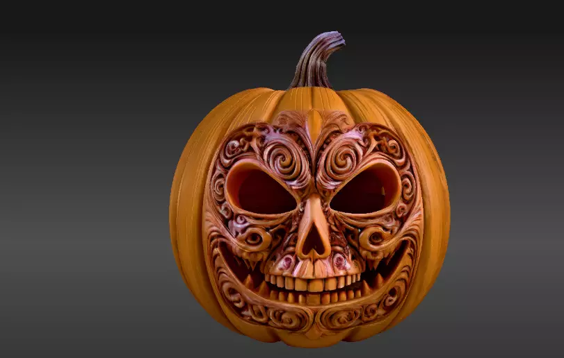 Jack-o -Lantern Stylized Pumpkin Sculpture 3D Model Printable 3D print model_4