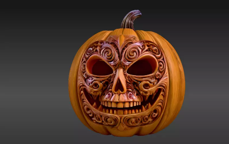 Jack-o -Lantern Stylized Pumpkin Sculpture 3D Model Printable 3D print model_3
