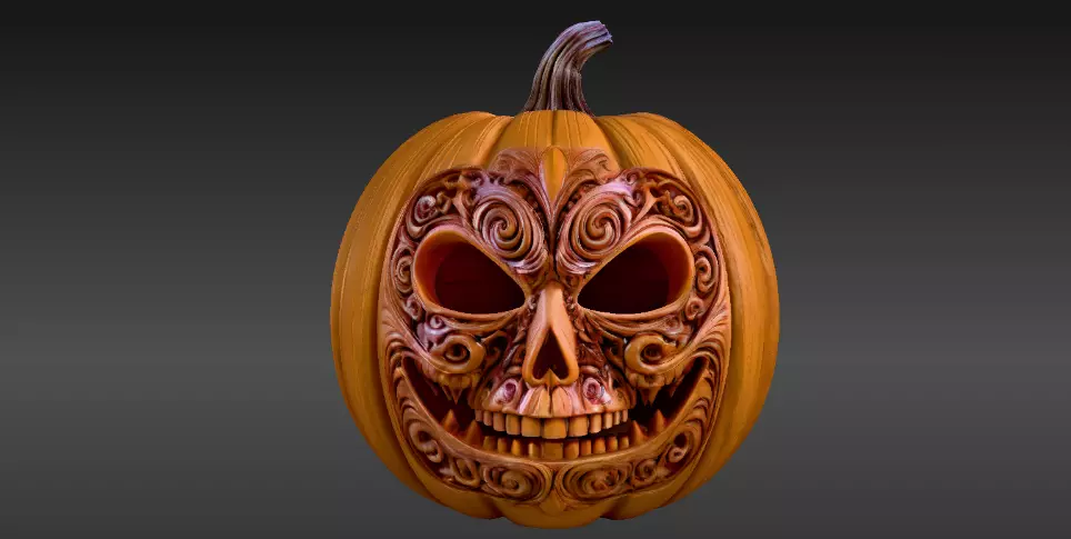 Jack-o -Lantern Stylized Pumpkin Sculpture 3D Model Printable 3D print model_1