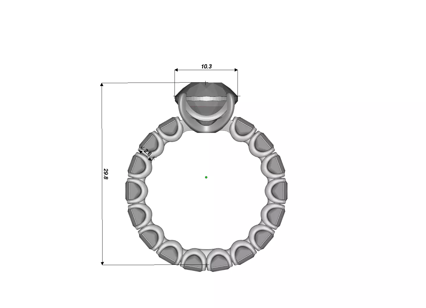 Ring with Round Center Stone and Princess-Cut Side Stones 3D print model_1