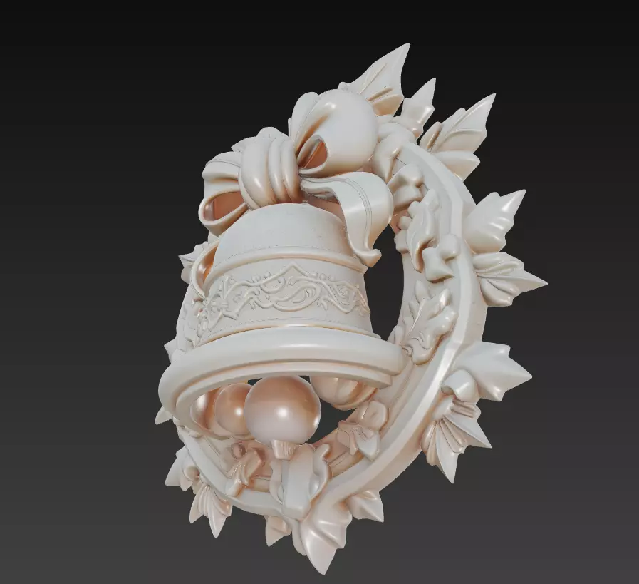 Floral Bell Ornament - Stylized Christmas 3D Model 3D print model_2