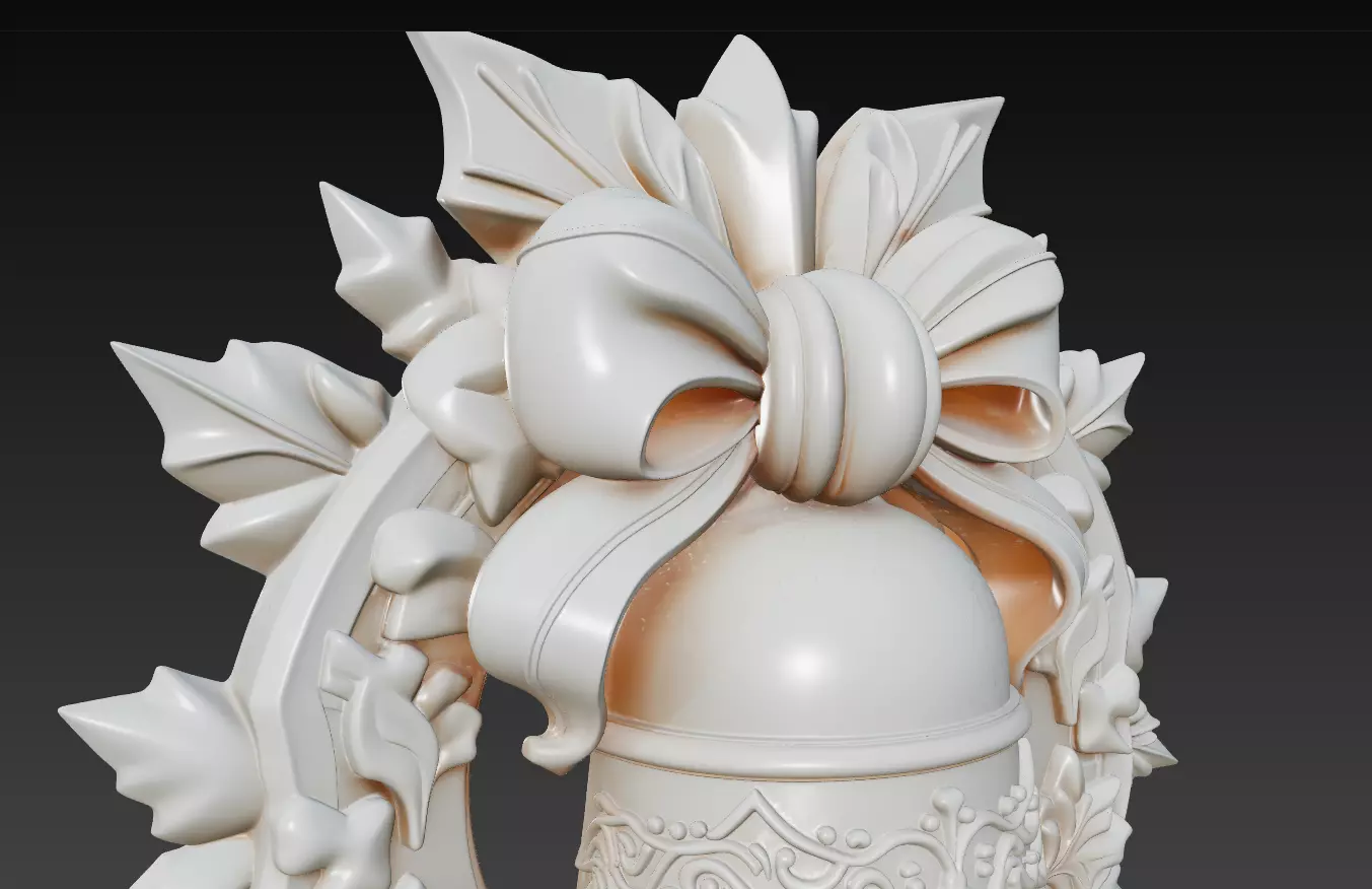 Floral Bell Ornament - Stylized Christmas 3D Model 3D print model_6
