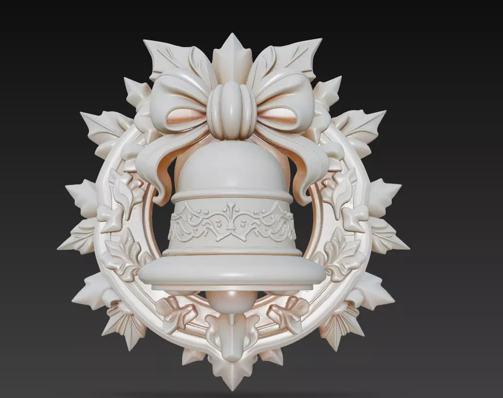 Floral Bell Ornament - Stylized Christmas 3D Model 3D print model_0