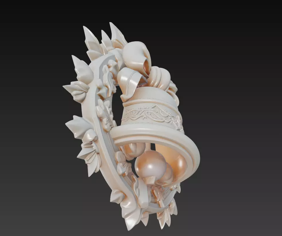 Floral Bell Ornament - Stylized Christmas 3D Model 3D print model_1