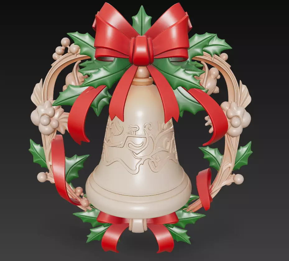 Holiday Bell Ornament - Stylized Christmas 3D Model 3D print model_2