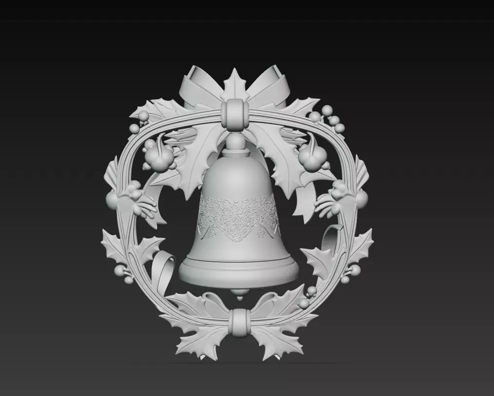 Holiday Bell Ornament - Stylized Christmas 3D Model 3D print model_8