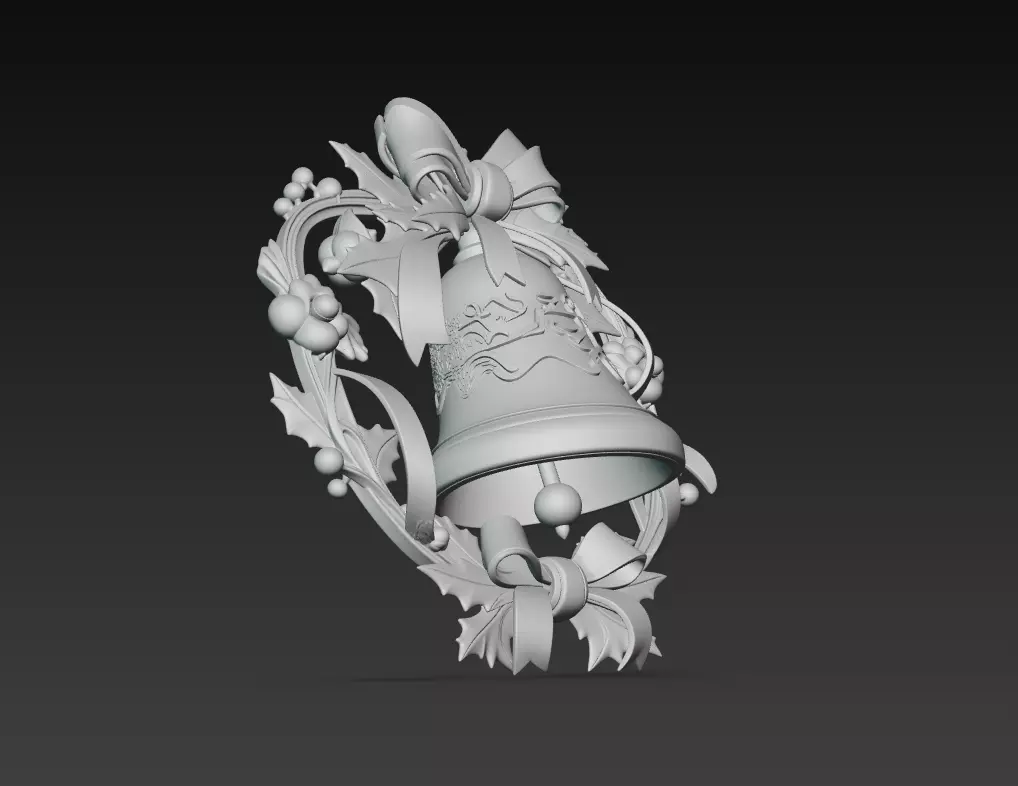 Holiday Bell Ornament - Stylized Christmas 3D Model 3D print model_6