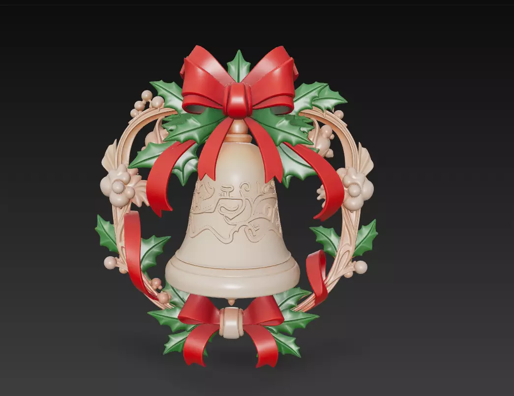 Holiday Bell Ornament - Stylized Christmas 3D Model 3D print model_0