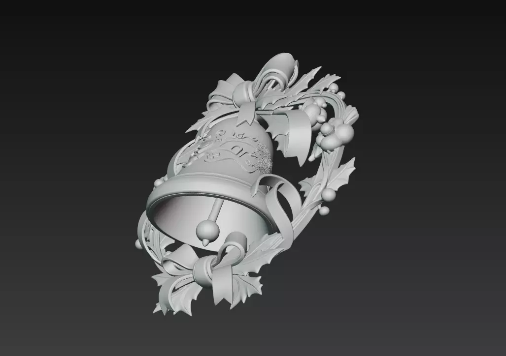 Holiday Bell Ornament - Stylized Christmas 3D Model 3D print model_5