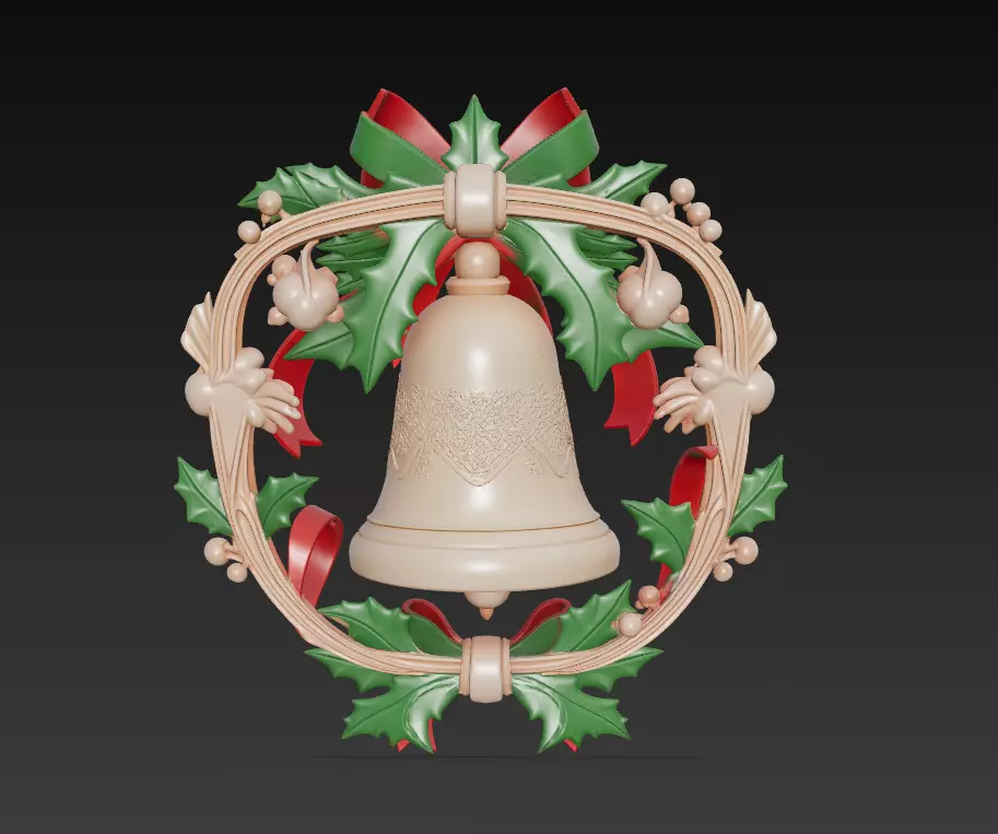 Holiday Bell Ornament - Stylized Christmas 3D Model 3D print model_1