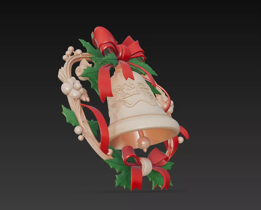 Holiday Bell Ornament - Stylized Christmas 3D Model 3D print model_3