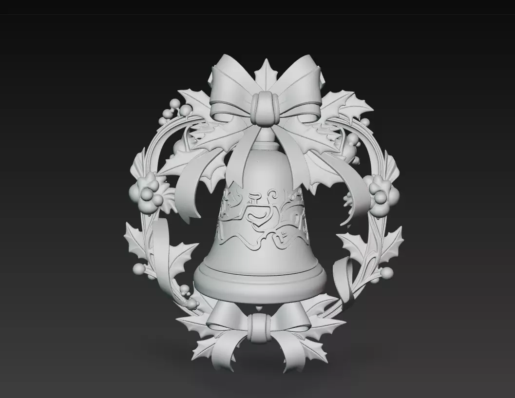 Holiday Bell Ornament - Stylized Christmas 3D Model 3D print model_7