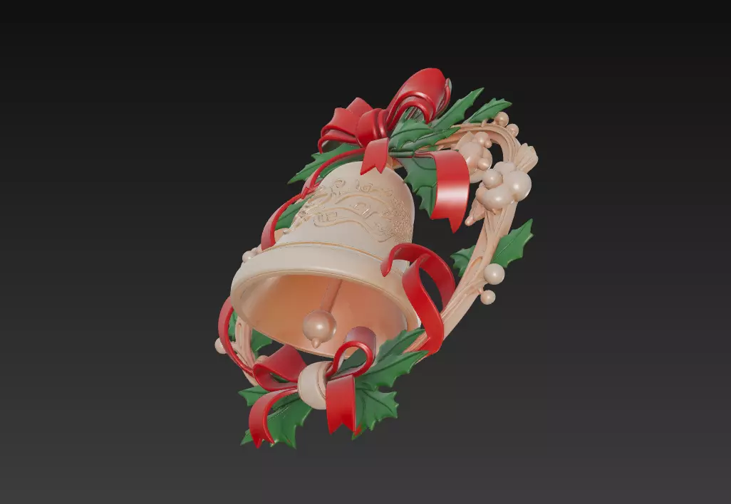 Holiday Bell Ornament - Stylized Christmas 3D Model 3D print model_4