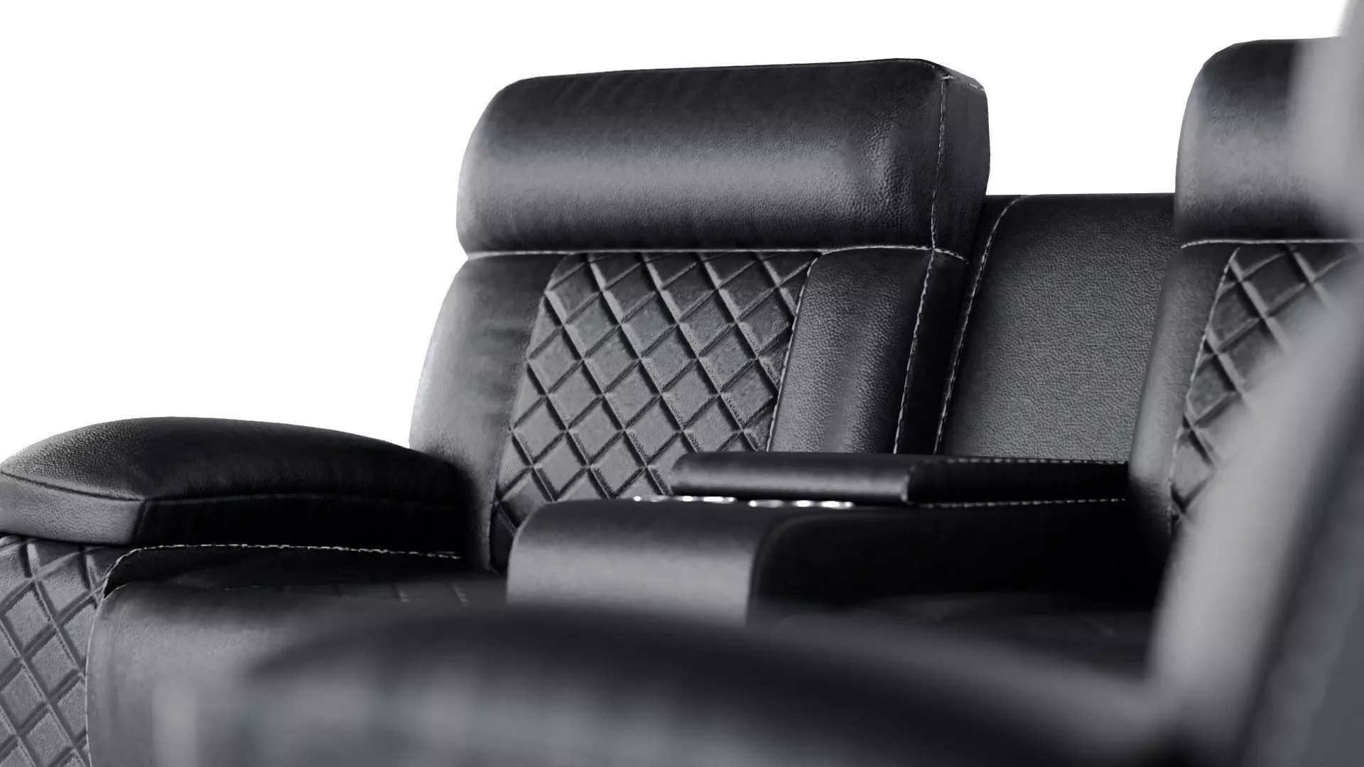 Modern Black Leather Sectional Recliner Sofa 3D Model 3D model_4