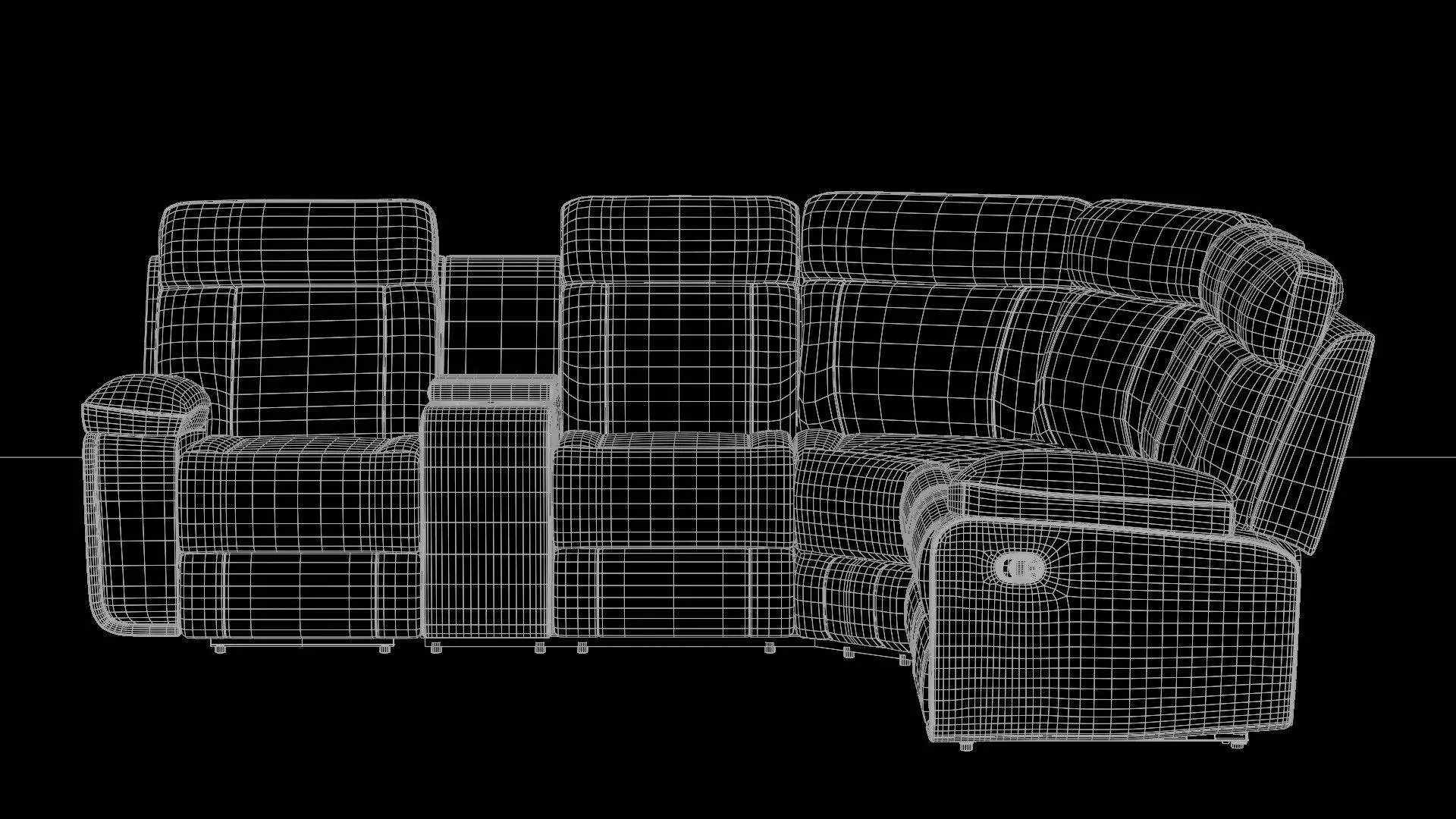 Modern Black Leather Sectional Recliner Sofa 3D Model 3D model_7