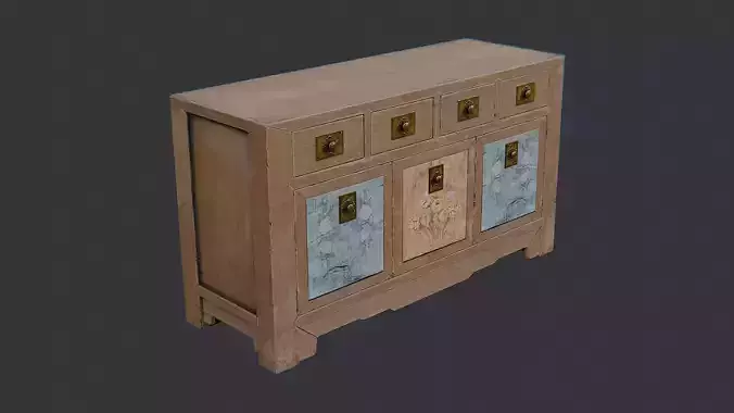 Wooden Sideboard Cabinet with Painted Panel Doors