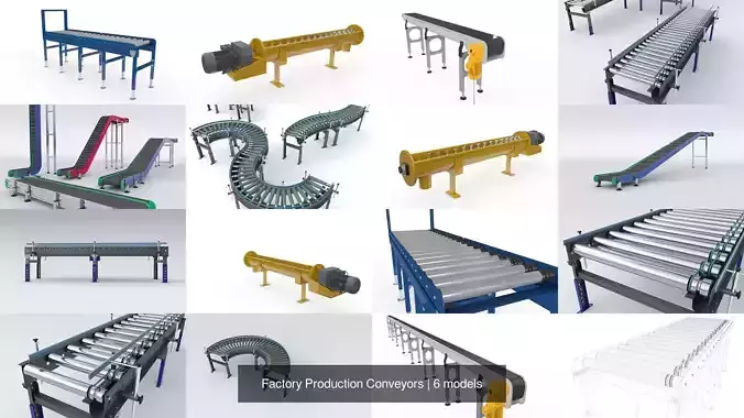 Factory Production Conveyors 3D Model Collection