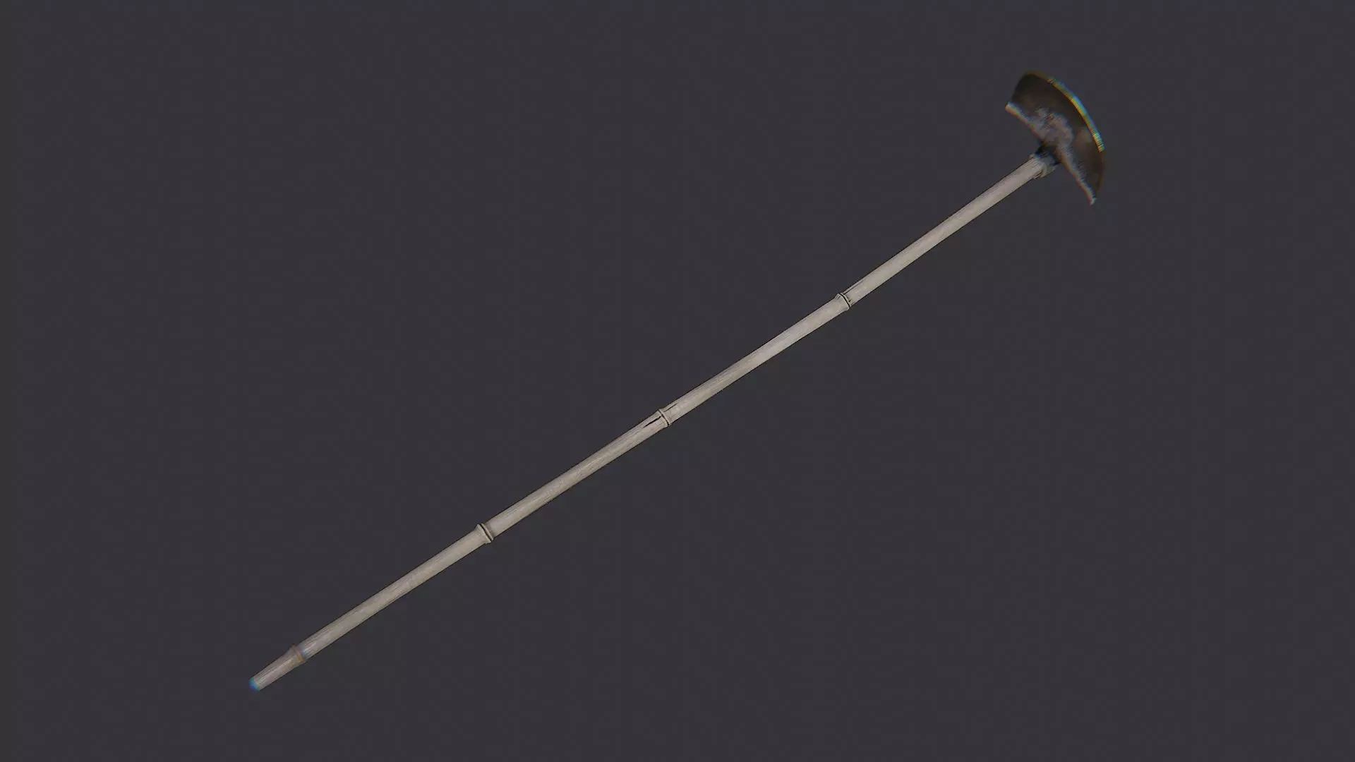 Farming Hoe with Wooden Handle and Metal Blade Low-poly 3D model_4