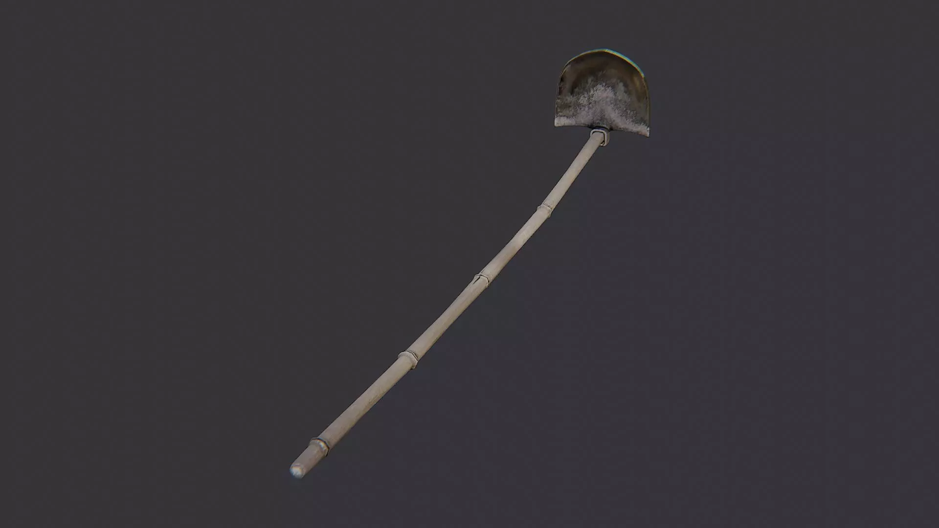 Farming Hoe with Wooden Handle and Metal Blade Low-poly 3D model_0