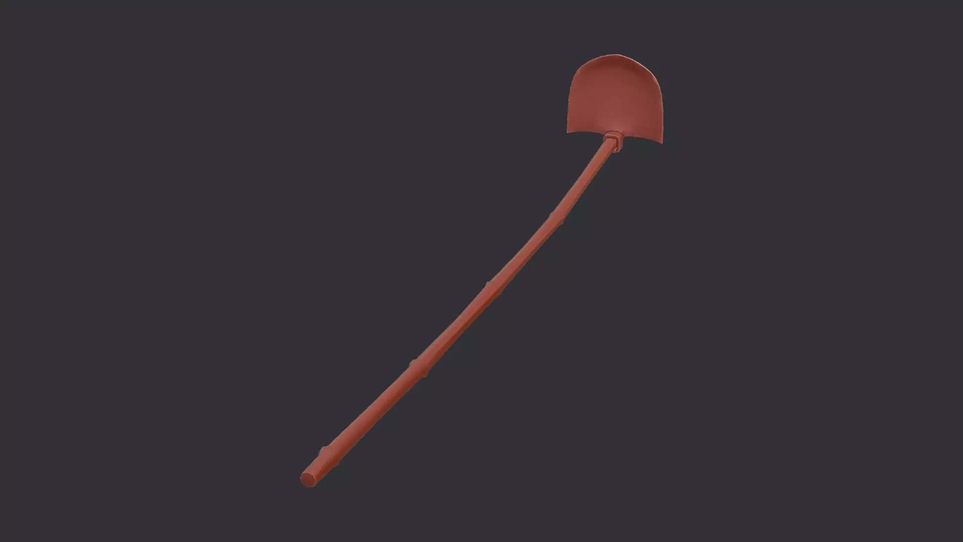 Farming Hoe with Wooden Handle and Metal Blade Low-poly 3D model_6