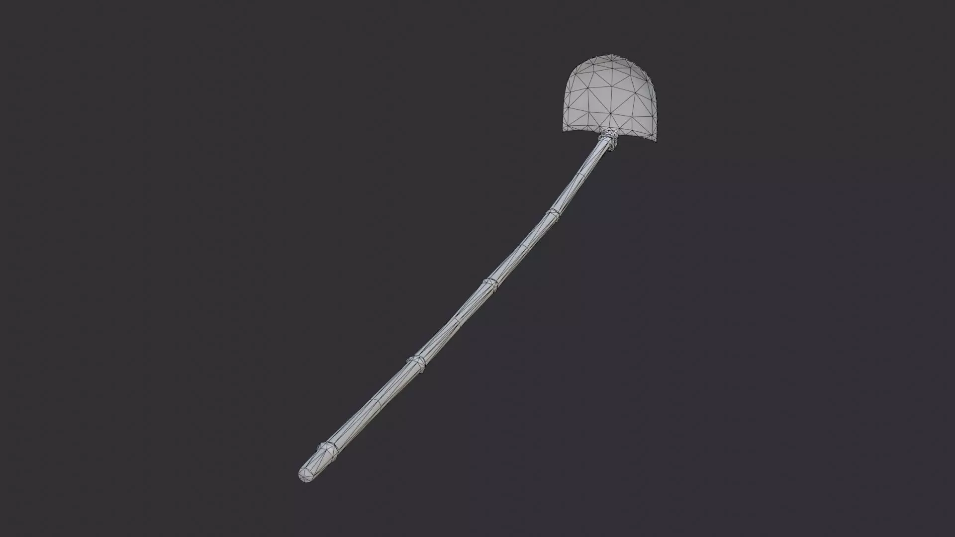 Farming Hoe with Wooden Handle and Metal Blade Low-poly 3D model_7