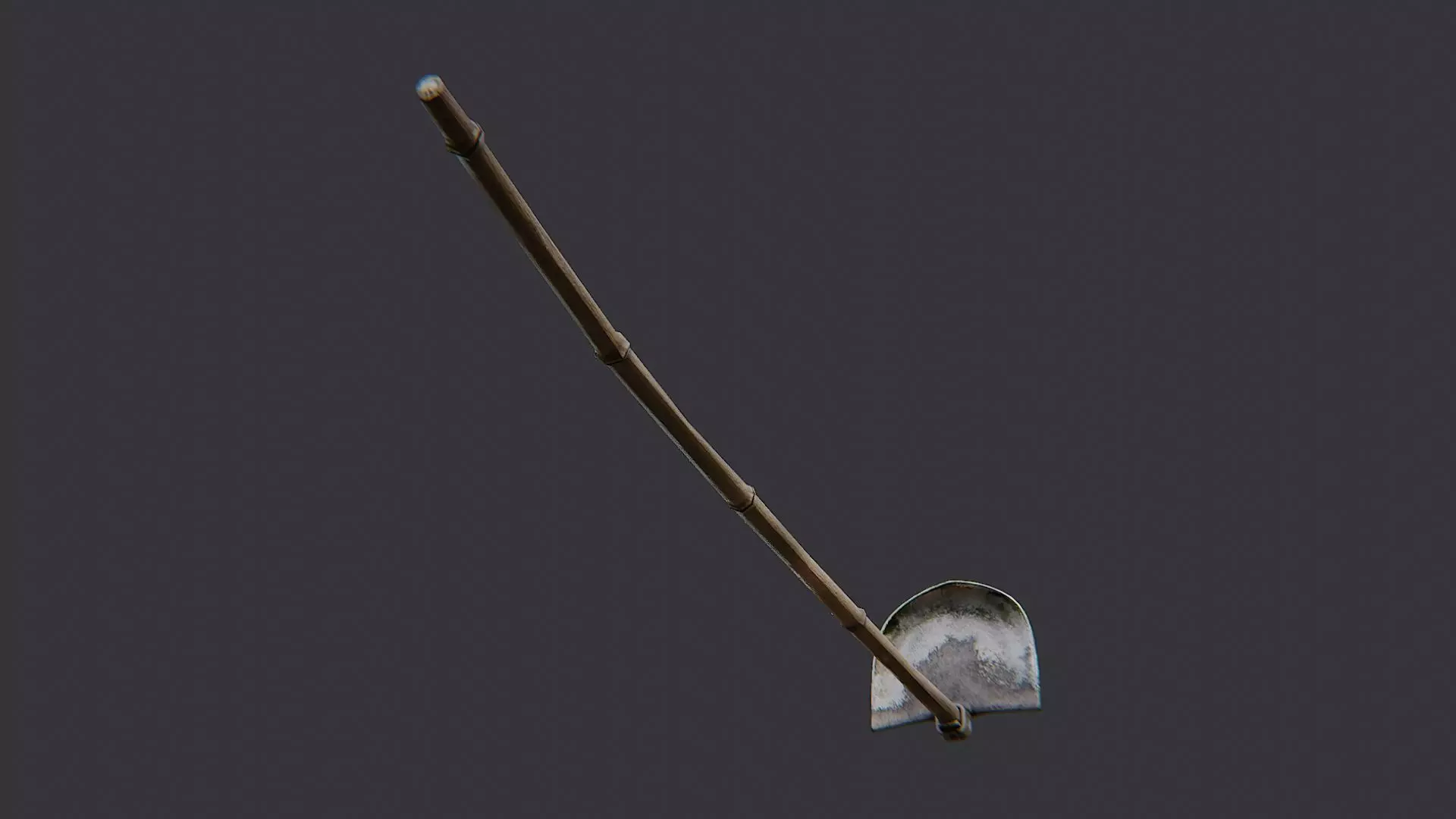 Farming Hoe with Wooden Handle and Metal Blade Low-poly 3D model_5