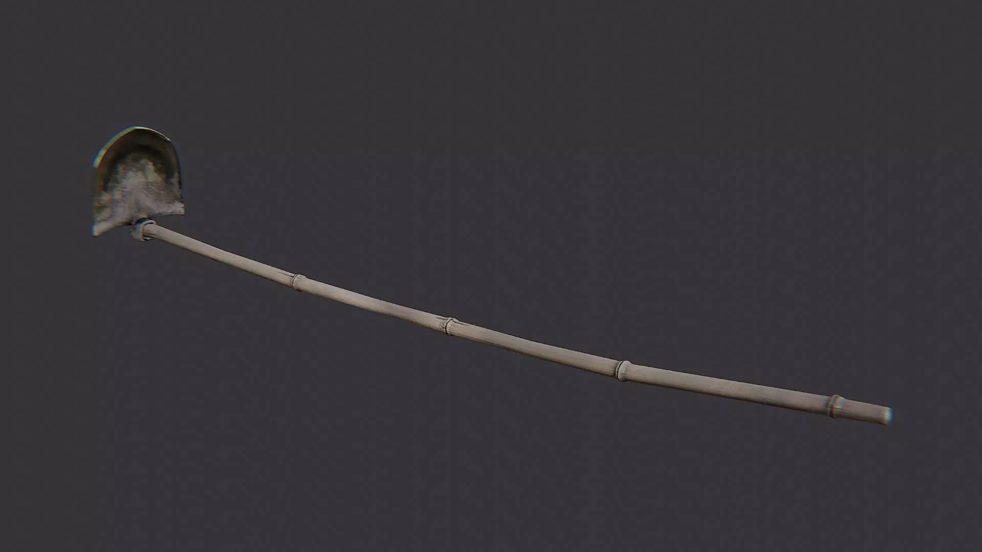 Farming Hoe with Wooden Handle and Metal Blade Low-poly 3D model_1