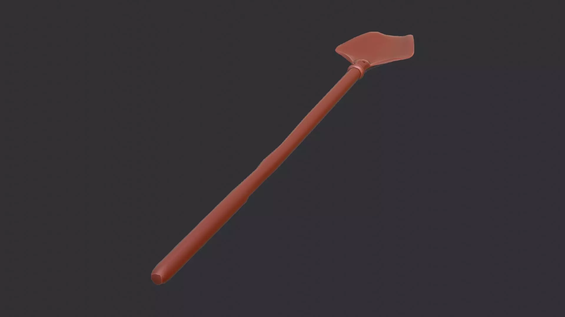 Farming Shovel with Wooden Handle Low-poly 3D model_6