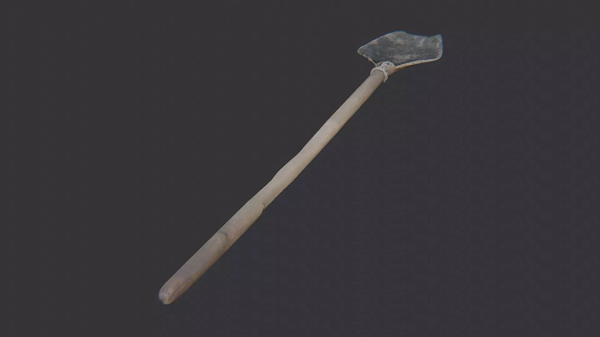 Farming Shovel with Wooden Handle Low-poly 3D model_0