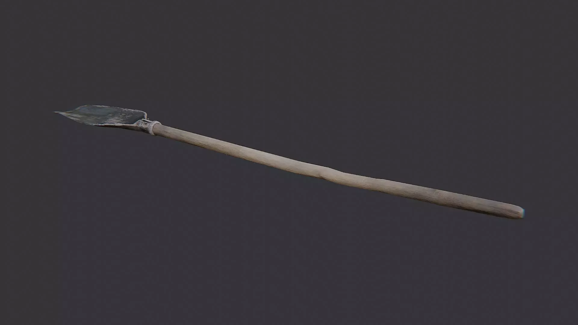 Farming Shovel with Wooden Handle Low-poly 3D model_1