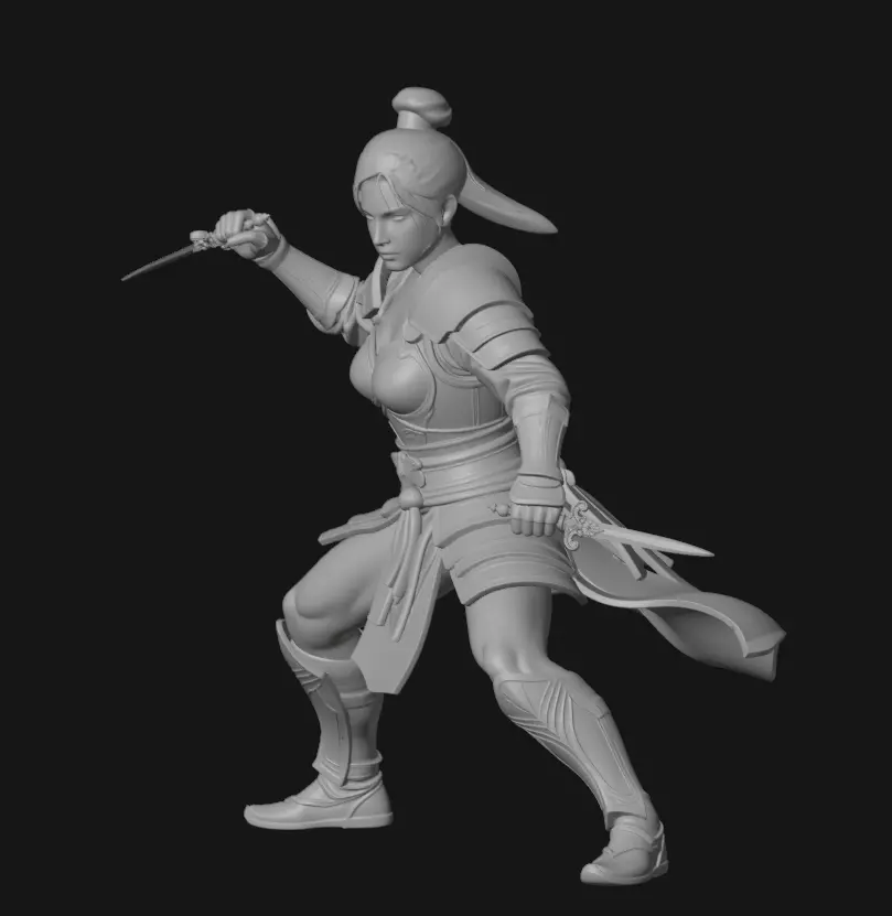 Stylized Female Warrior 3D model_7