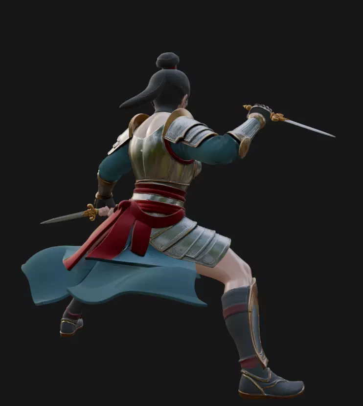 Stylized Female Warrior 3D model_4