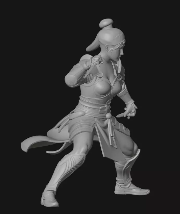 Stylized Female Warrior 3D model_10
