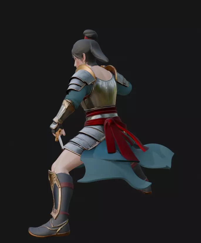 Stylized Female Warrior 3D model_3
