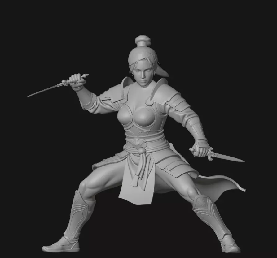 Stylized Female Warrior 3D model_6