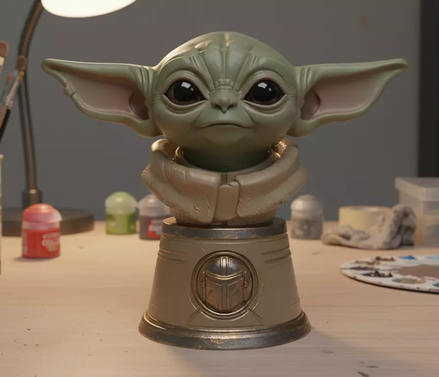 Baby Yoda Bust 3d Print Scalable 3D print model