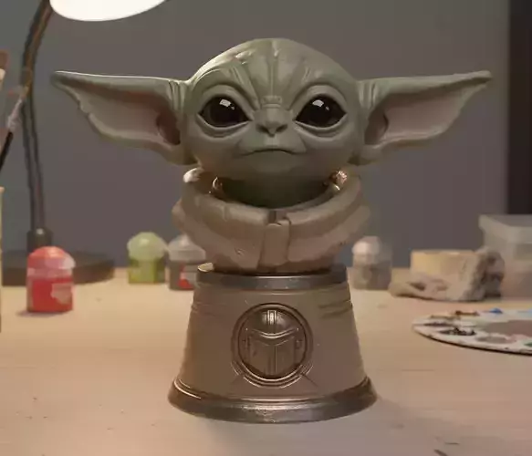 Baby Yoda Bust 3d Print Scalable