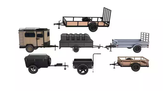 cargo Trailer and Utility Trailer collection 3D model
