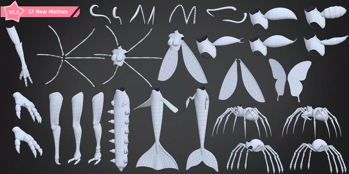 Customize Female Base Mesh Anime Style Free 3D model_6