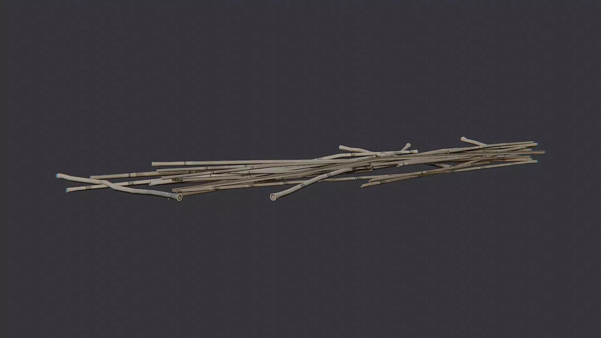 Trampled Reed Fence Debris Low-poly 3D model_2