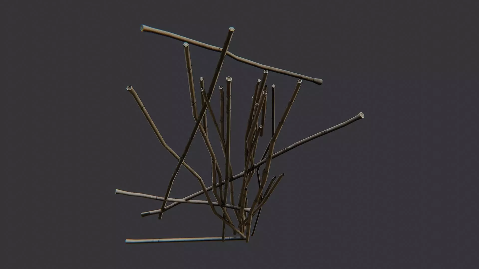 Trampled Reed Fence Debris Low-poly 3D model_5