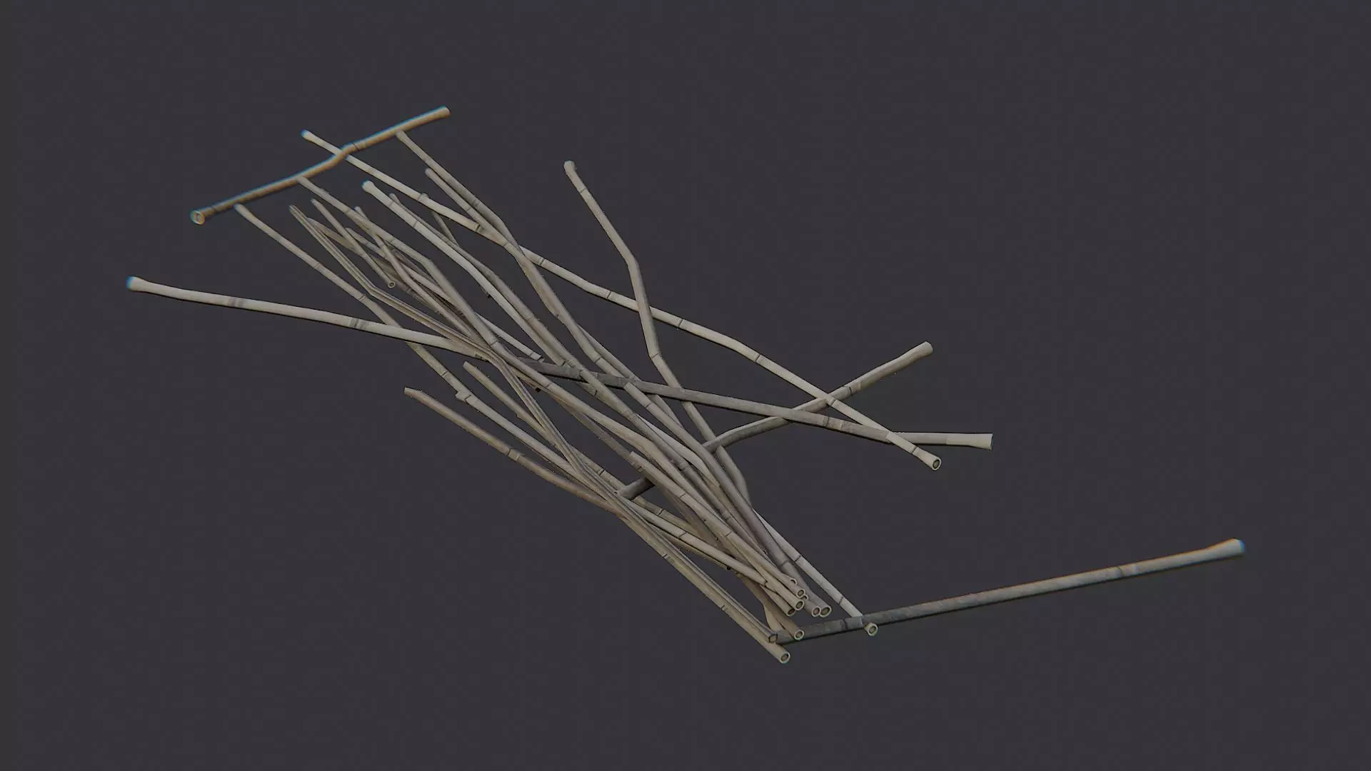 Trampled Reed Fence Debris Low-poly 3D model_3