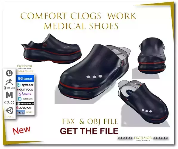 Comfort Clogs  Work   Medical Shoes Game Ready  FBX  OBJ 