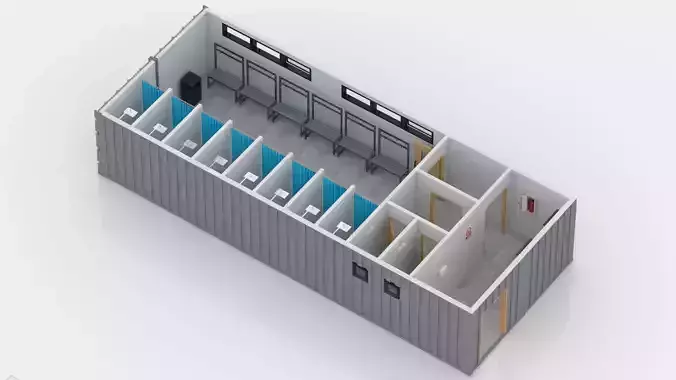 Container Changing Room 3D model 5