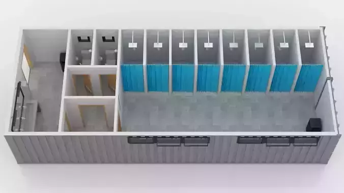 Container Changing Room 3D model 2