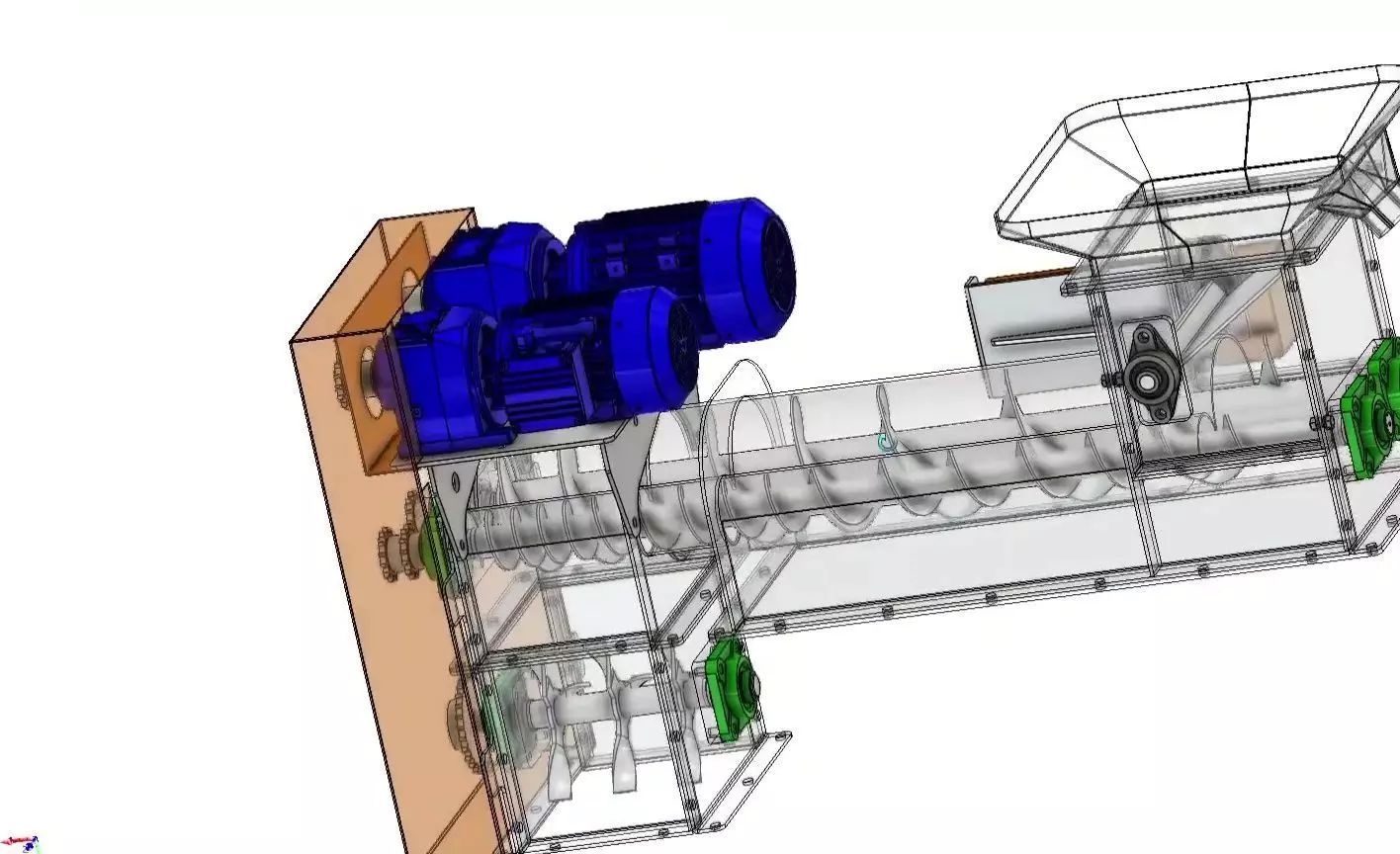 Twin Screw Conveyor - Efficient Material Mixing System 3D model_3