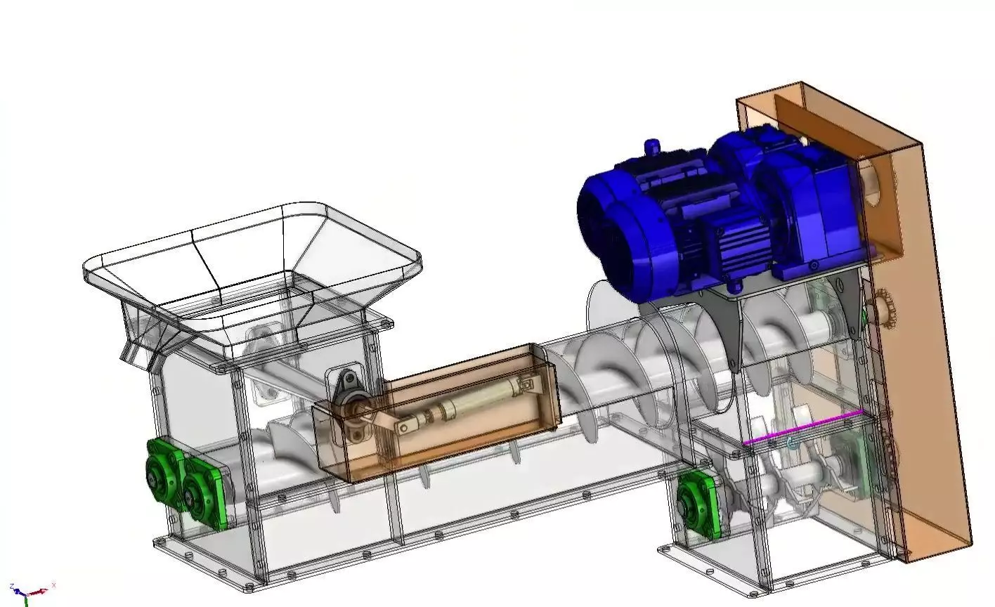 Twin Screw Conveyor - Efficient Material Mixing System 3D model_4